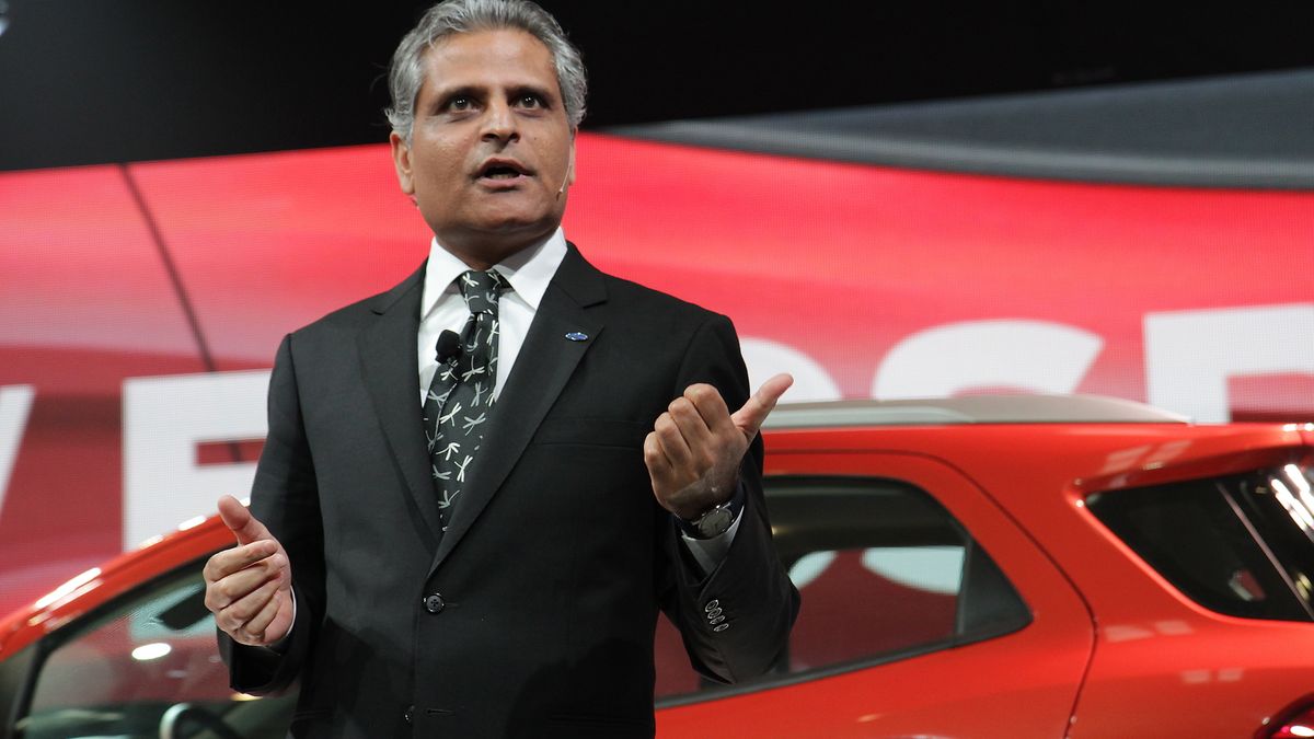 Ford chief operating officer Kumar Galhotra speaks at an a event in 2019.